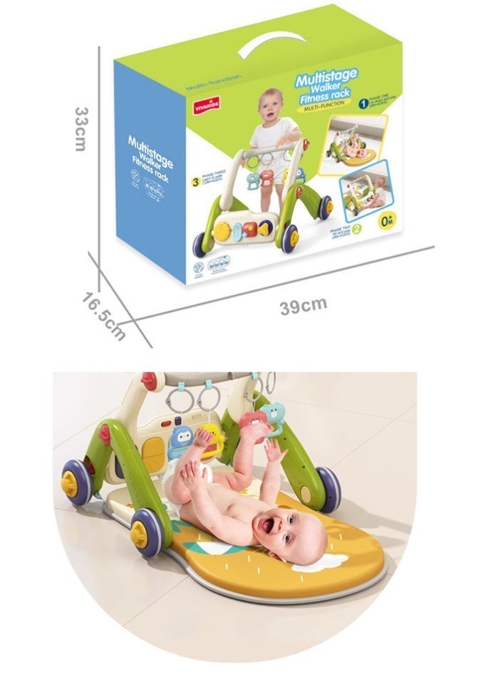 VIVAKIDS 3-in-1 Baby Walker and Activity Play Gym with Music Piano, Multistage Fitness Rack, Adjustable Height and Detachable Sensory Toys for Newborns to Toddlers – Multi-Color - Image 5